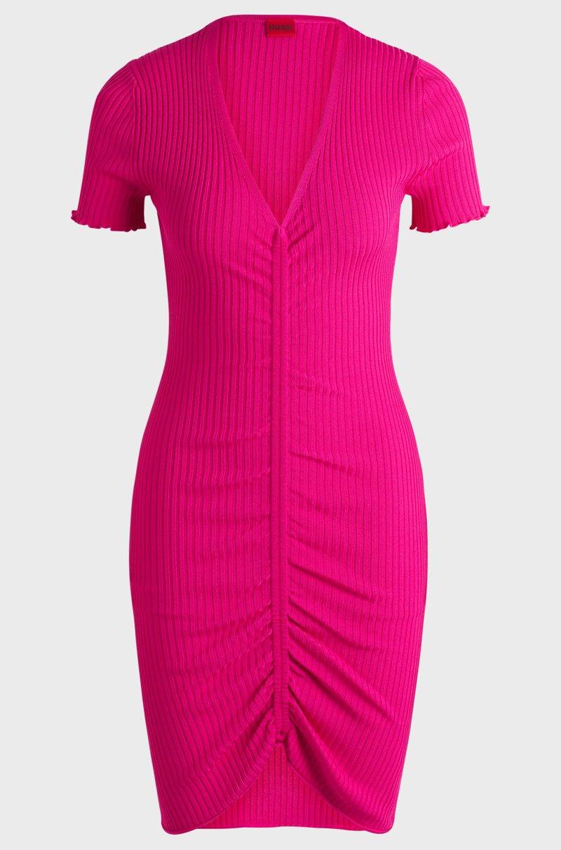 Hugo Boss Vestido Tubo Con Escote En Pico Y Parte Delantera Fruncida