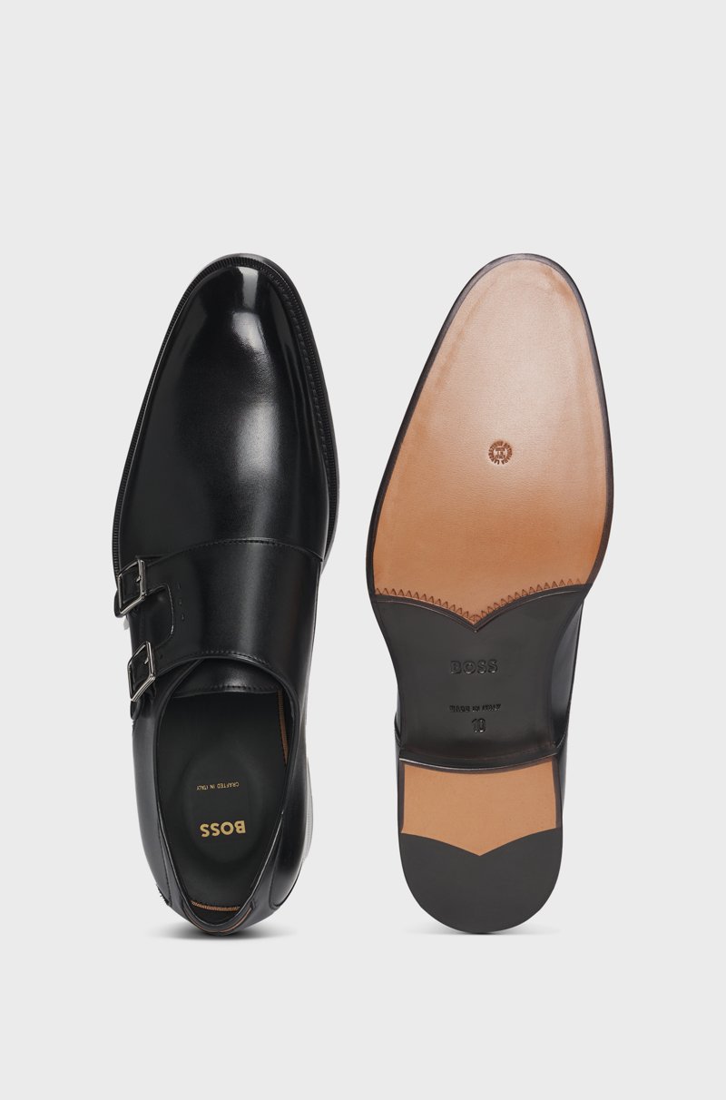 Hugo Boss Zapatos Con Hebilla Doble En Piel Bruñida