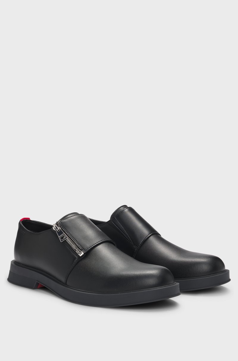 Hugo Boss Zapatos de piel con solapa y cremallera corta