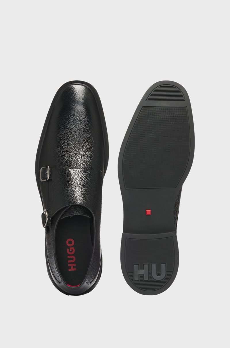 Hugo Boss Zapatos De Piel Granulada Con Hebilla Doble
