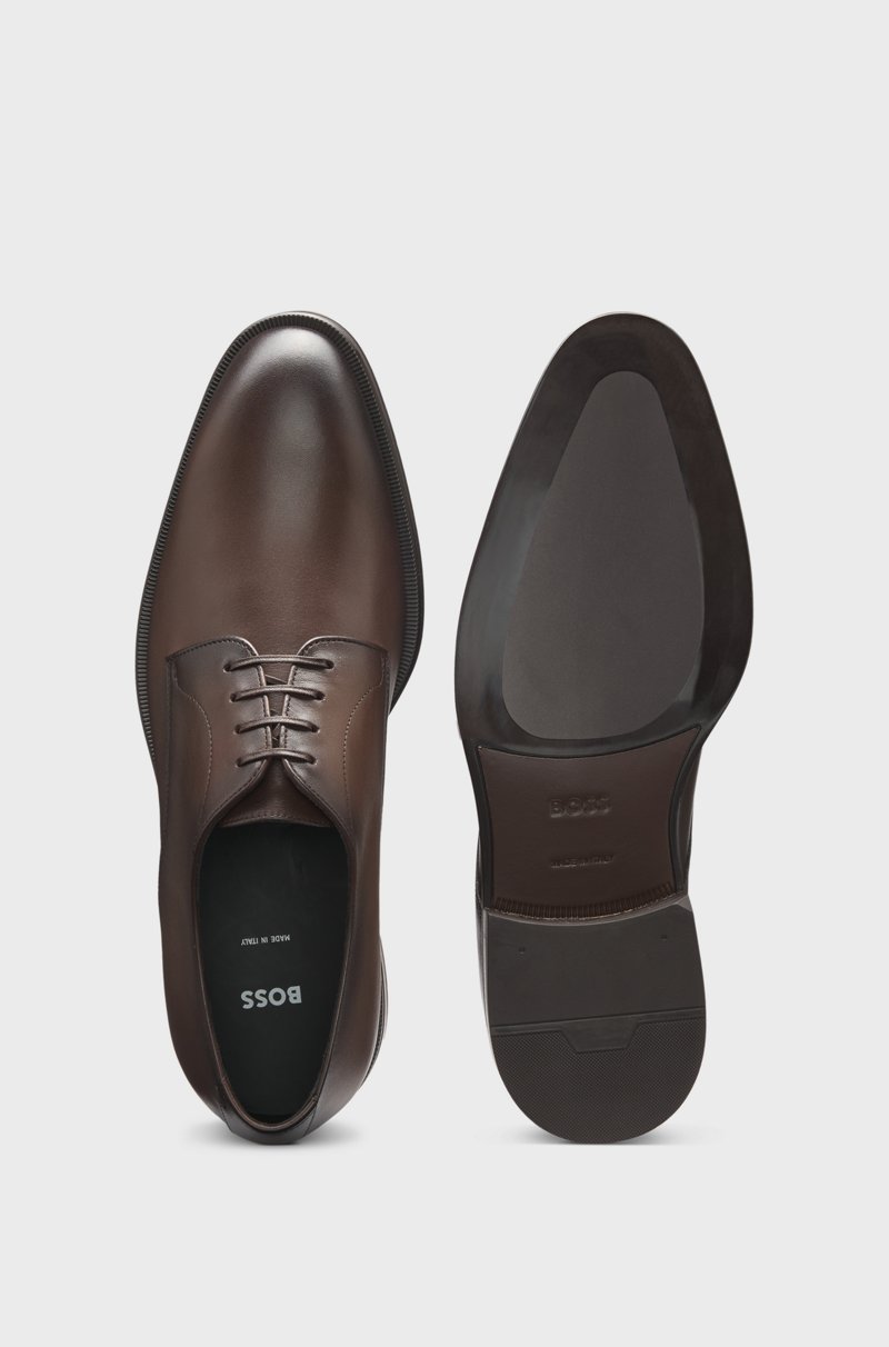 Hugo Boss Zapatos Derby De Piel Con Detalles De Costuras