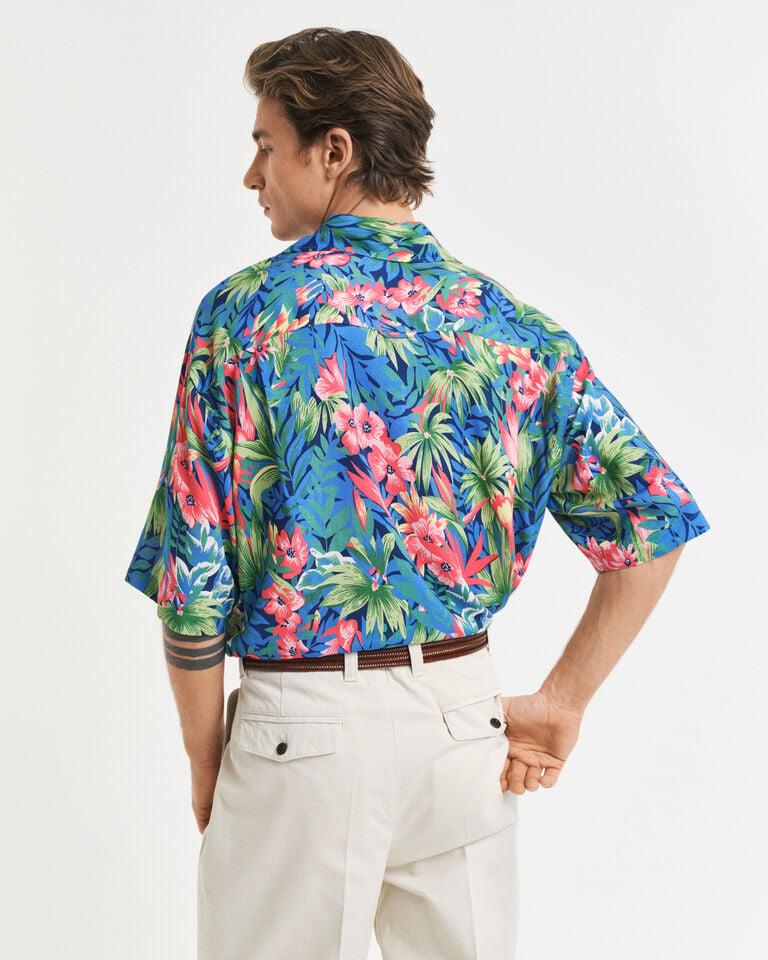 Gant Camisa De Manga Corta Relaxed Fit Con Estampado Tropical