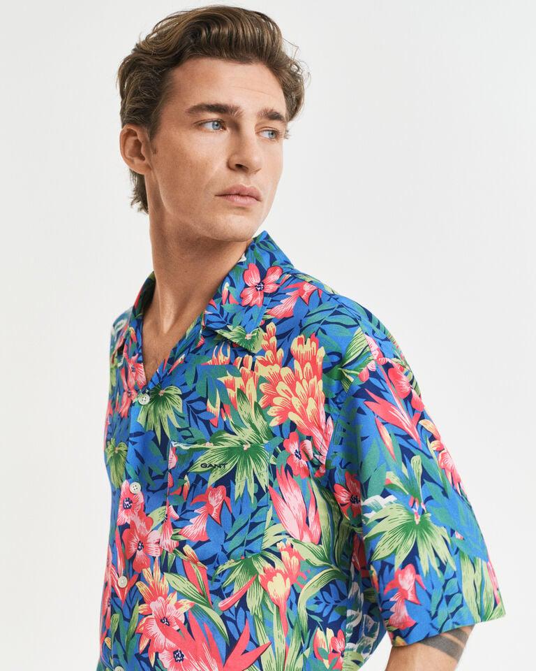Gant Camisa De Manga Corta Relaxed Fit Con Estampado Tropical