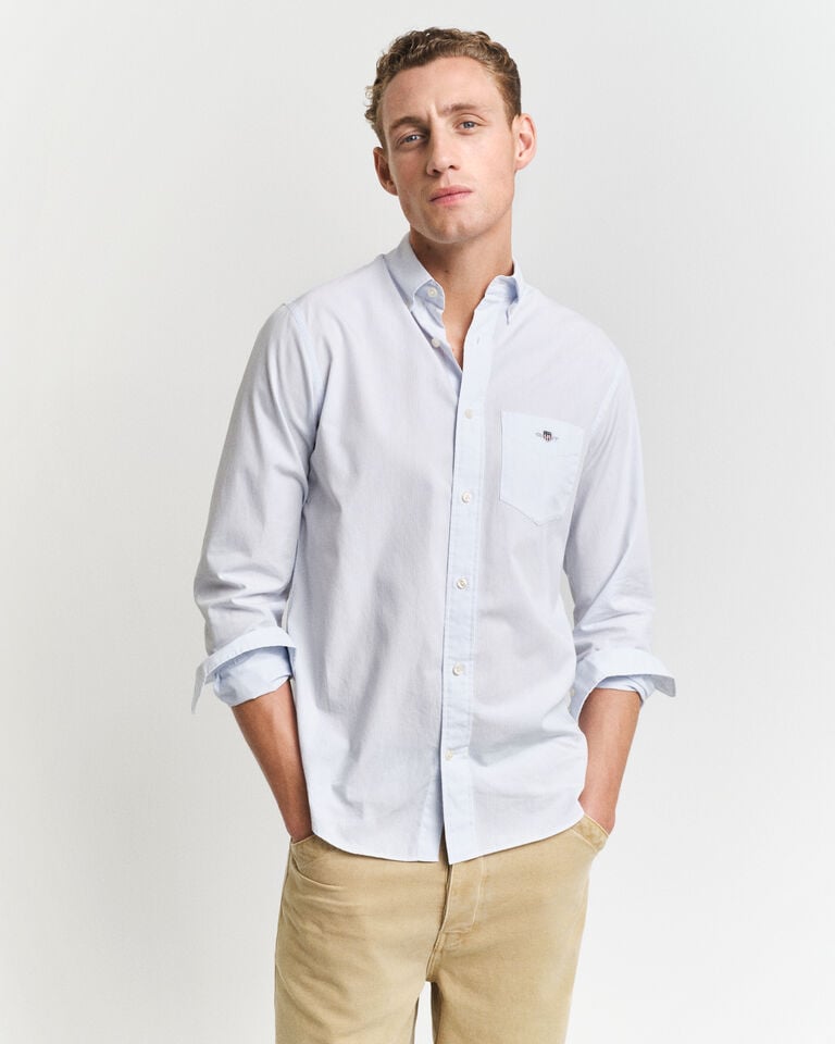 Gant Camisa de popelina clásica a rayas finas Regular Fit