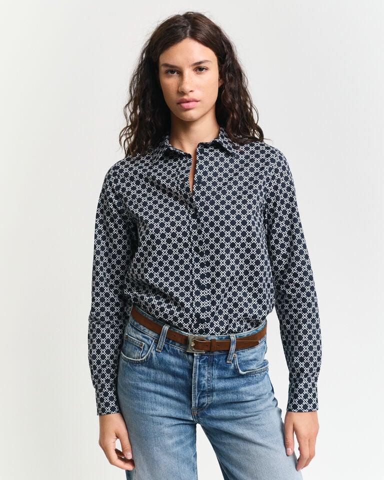Gant Camisa Regular Fit De Gasa De Algodón Con Estampado Geométrico