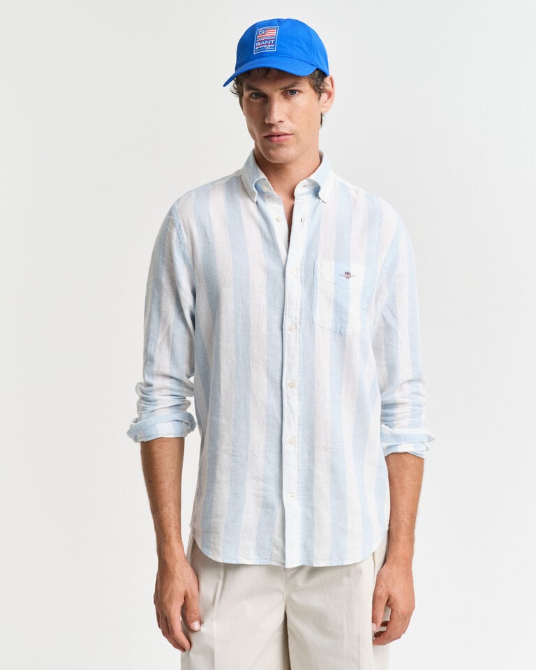 Gant Camisa Regular Fit de lino y algodón a rayas llamativas