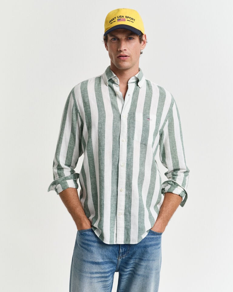 Gant Camisa Regular Fit De Lino Y Algodón A Rayas Llamativas