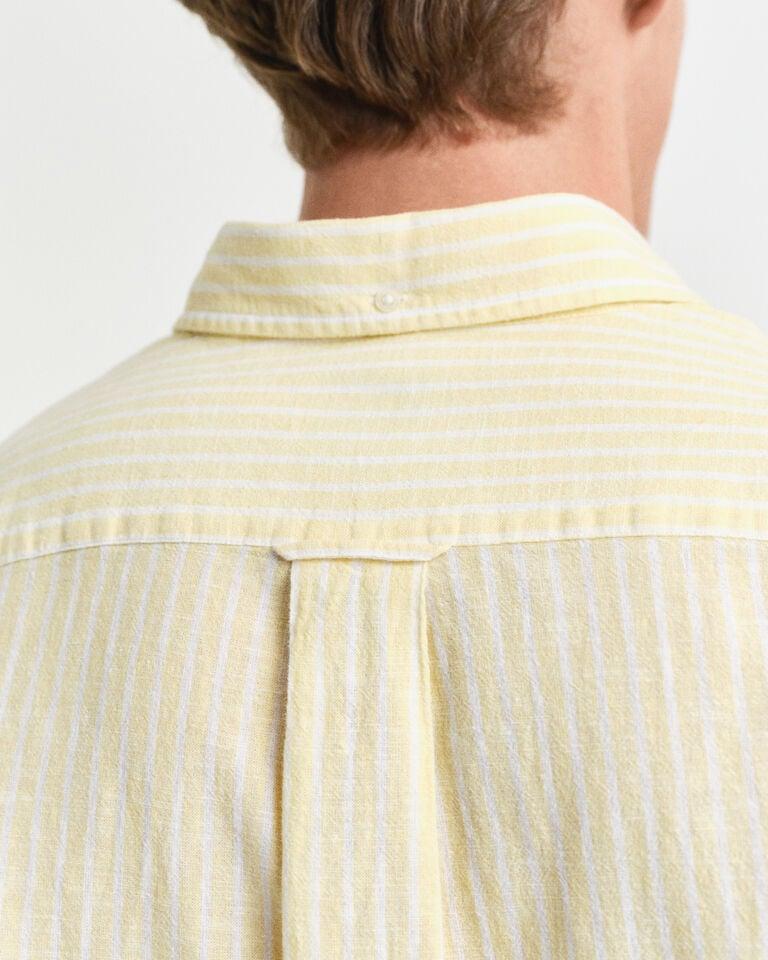Gant Camisa Regular Fit De Manga Corta A Rayas En Algodón Y Lino