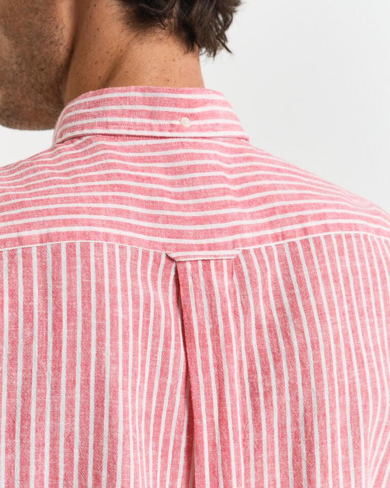 Gant Camisa Regular Fit De Manga Corta A Rayas En Algodón Y Lino