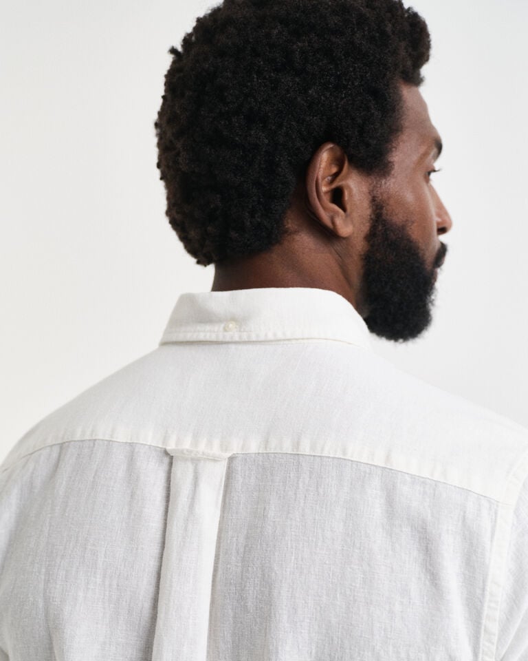 Gant Camisa Regular Fit De Manga Corta En Algodón Y Lino