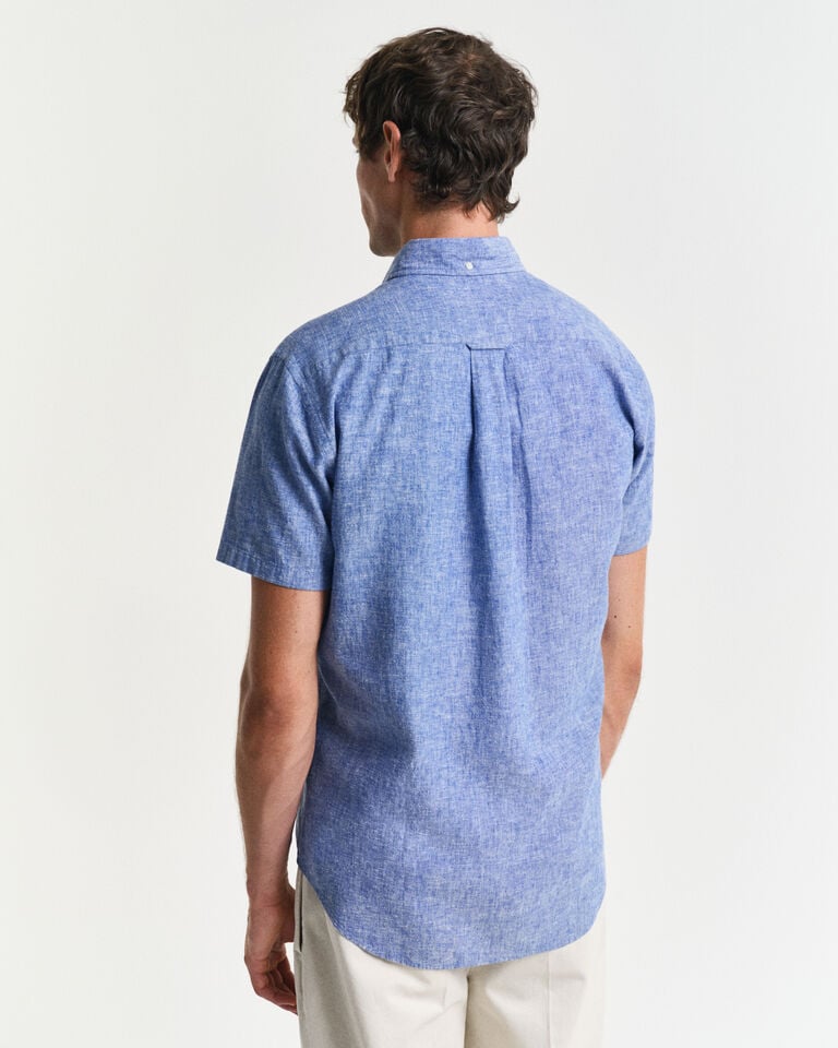 Gant Camisa Regular Fit De Manga Corta En Algodón Y Lino
