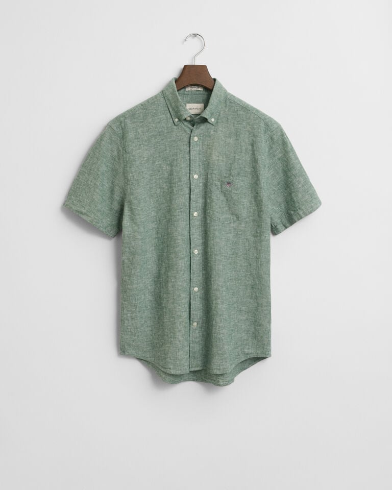 Gant Camisa Regular Fit de manga corta en algodón y lino