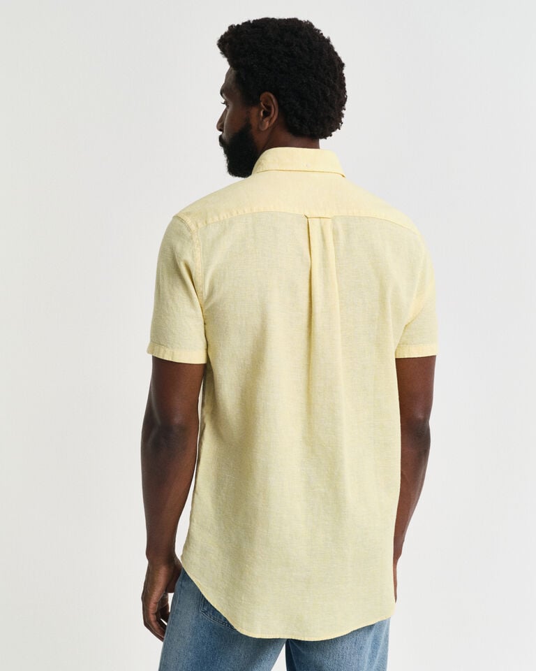 Gant Camisa Regular Fit De Manga Corta En Algodón Y Lino