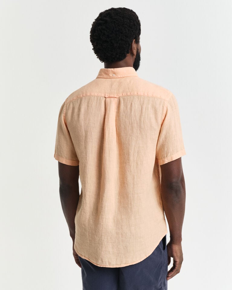 Gant Camisa Regular Fit De Manga Corta Y Lino Teñido En Prenda