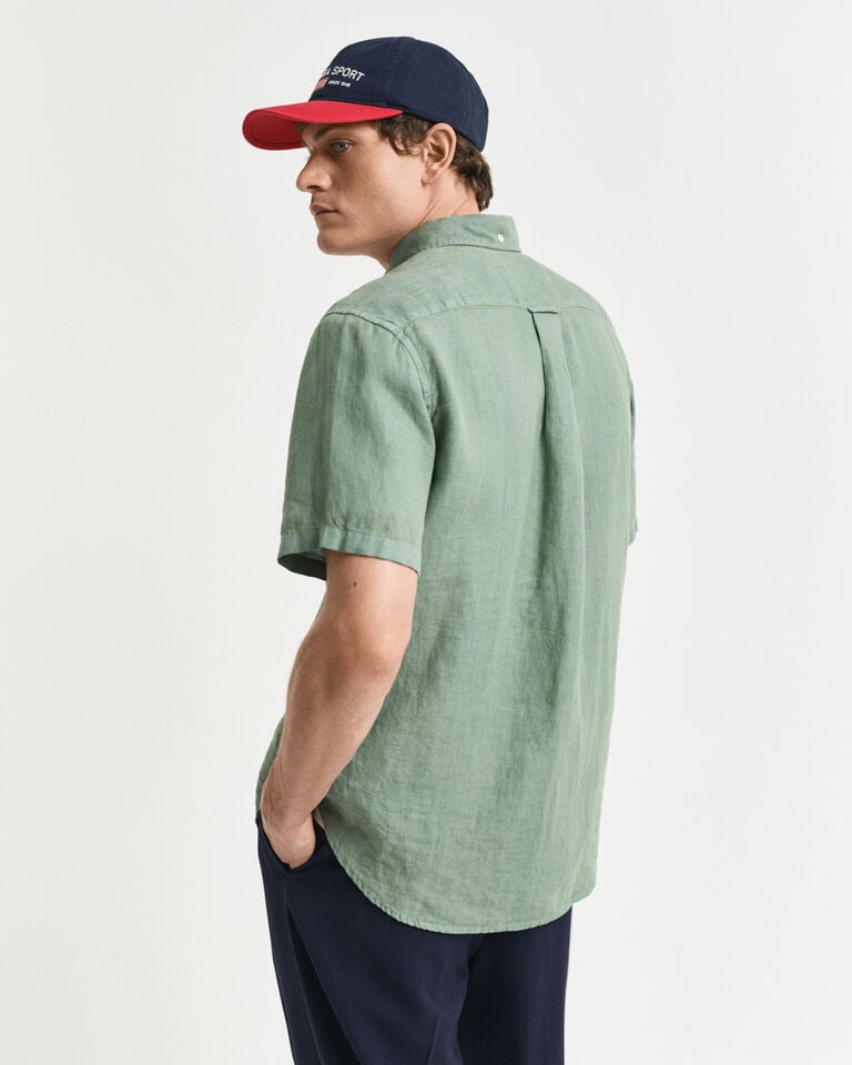 Gant Camisa Regular Fit De Manga Corta Y Lino Teñido En Prenda