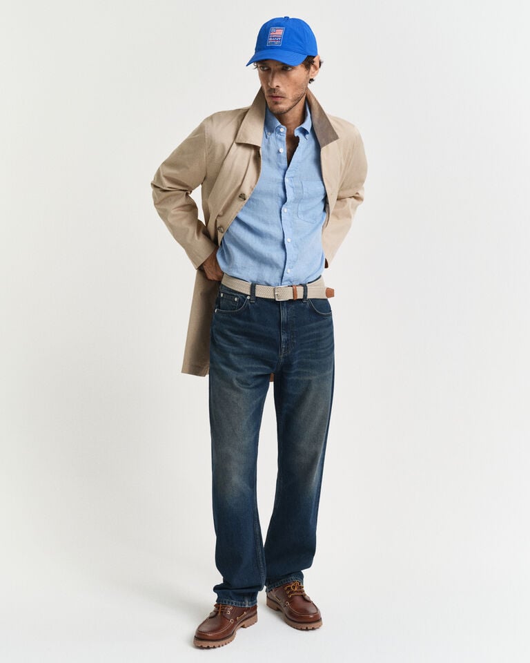 Gant Camisa Regular Fit De Manga Corta Y Lino Teñido En Prenda