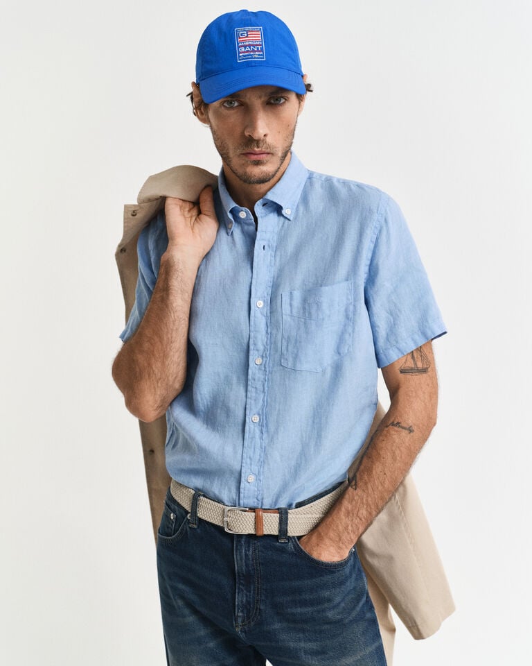 Gant Camisa Regular Fit de manga corta y lino teñido en prenda