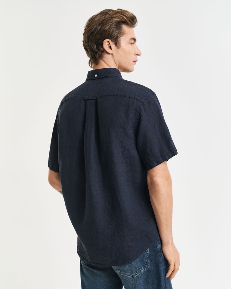 Gant Camisa Regular Fit De Manga Corta Y Lino Teñido En Prenda