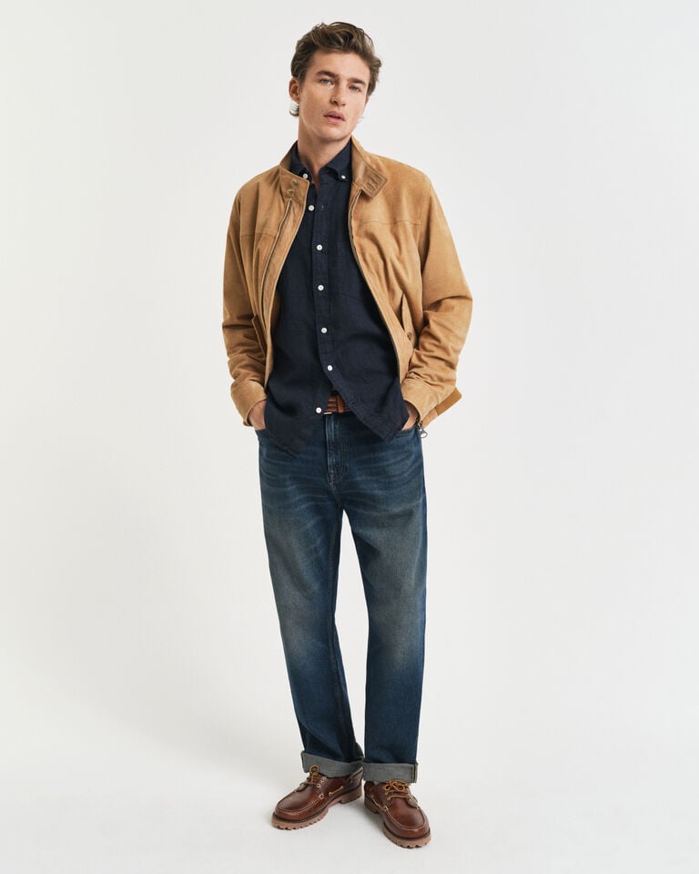 Gant Camisa Regular Fit De Manga Corta Y Lino Teñido En Prenda