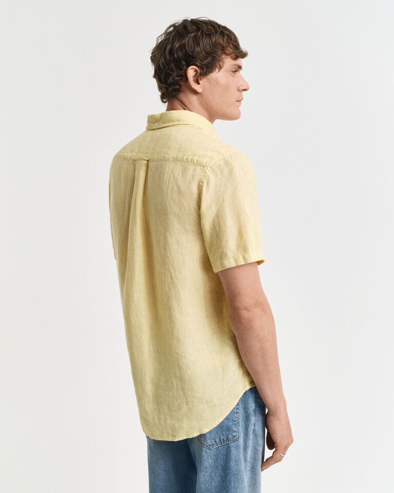 Gant Camisa Regular Fit De Manga Corta Y Lino Teñido En Prenda