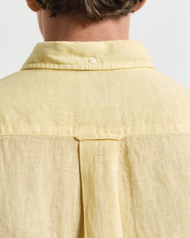 Gant Camisa Regular Fit De Manga Corta Y Lino Teñido En Prenda