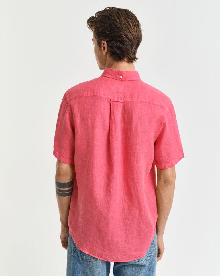Gant Camisa Regular Fit De Manga Corta Y Lino Teñido En Prenda