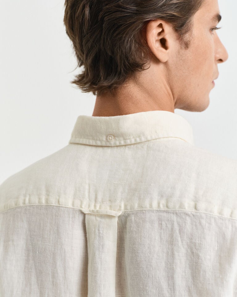 Gant Camisa Regular Fit De Manga Corta Y Lino Teñido En Prenda