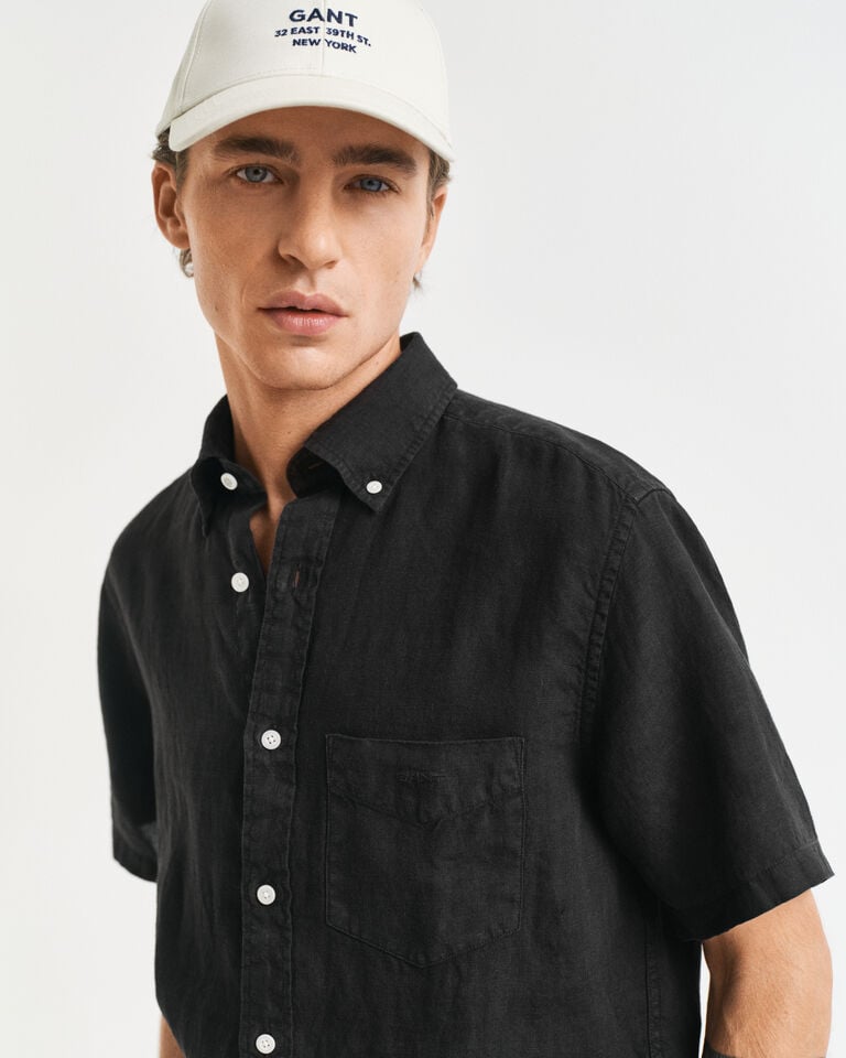 Gant Camisa Regular Fit De Manga Corta Y Lino Teñido En Prenda