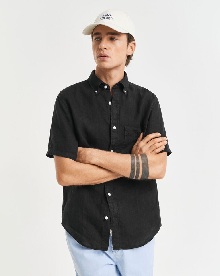 Gant Camisa Regular Fit de manga corta y lino teñido en prenda