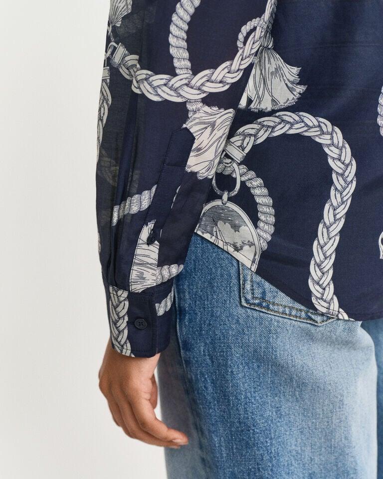 Gant Camisa Regular Fit De Seda Y Algodón Con Estampado Sailing