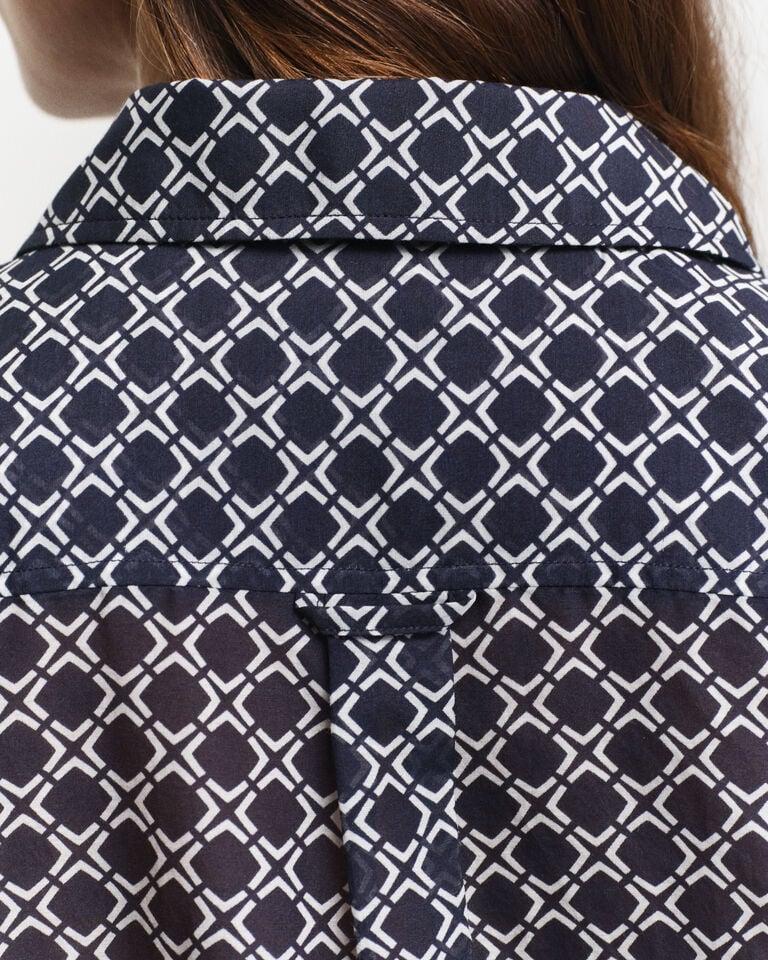 Gant Camisa Relaxed Fit De Seda Y Algodón Con Diseño Geométrico