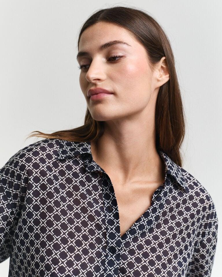 Gant Camisa Relaxed Fit De Seda Y Algodón Con Diseño Geométrico