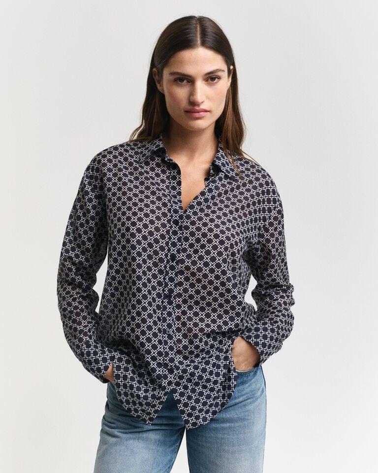 Gant Camisa Relaxed Fit de seda y algodón con diseño geométrico