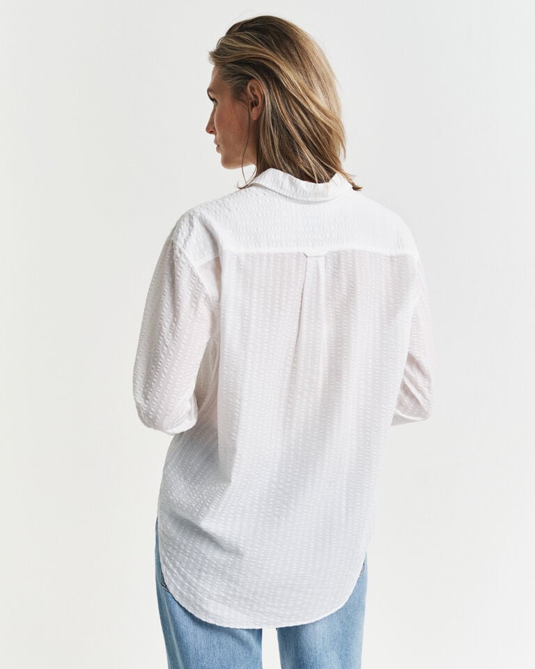 Gant Camisa Relaxed Fit De Sirsaca A Rayas Del Mismo Tono