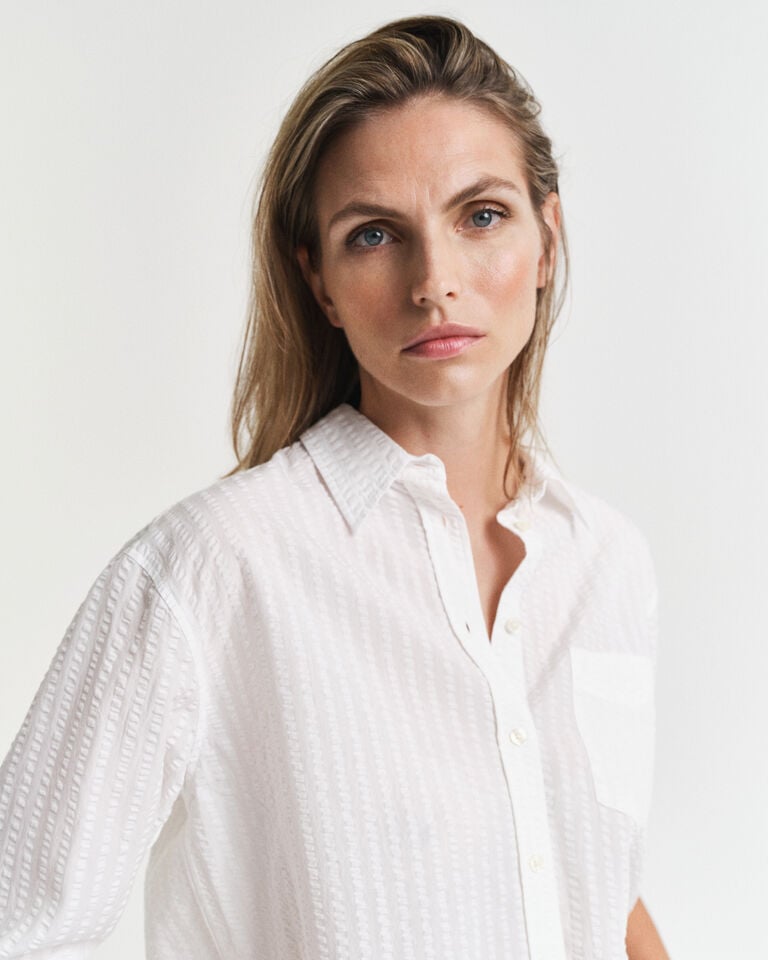 Gant Camisa Relaxed Fit De Sirsaca A Rayas Del Mismo Tono