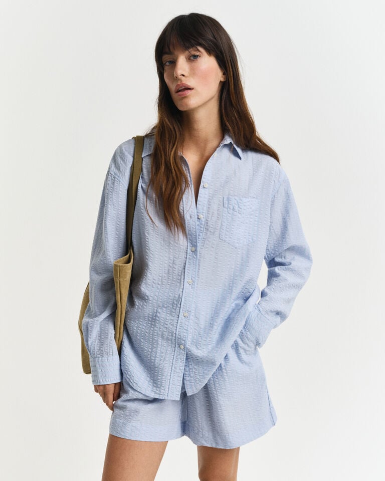 Gant Camisa Relaxed Fit de sirsaca a rayas del mismo tono