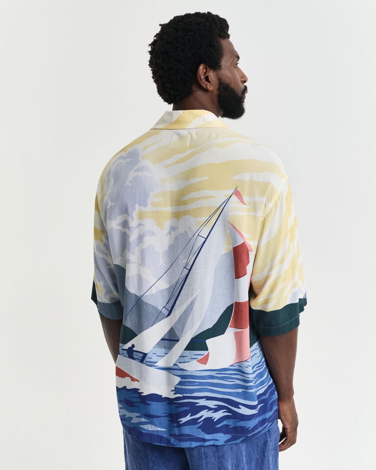 Gant Camisa Relaxed Fit Sailing Scene De Manga Corta