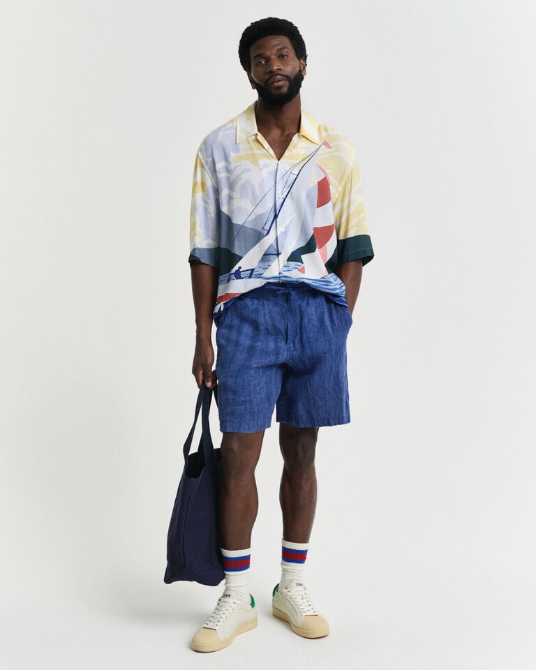 Gant Camisa Relaxed Fit Sailing Scene De Manga Corta