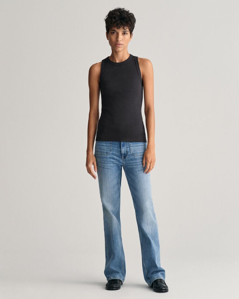 Gant Camiseta De Tirantes Acanalada Con Cuello Alto