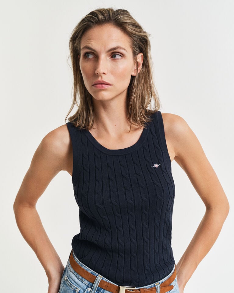 Gant Camiseta Sin Mangas De Punto De Ochos En Algodón Elástico