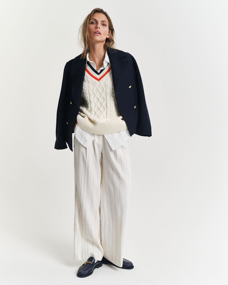 Gant Chaleco De Punto De Ochos Con Cuello De Pico En Contraste