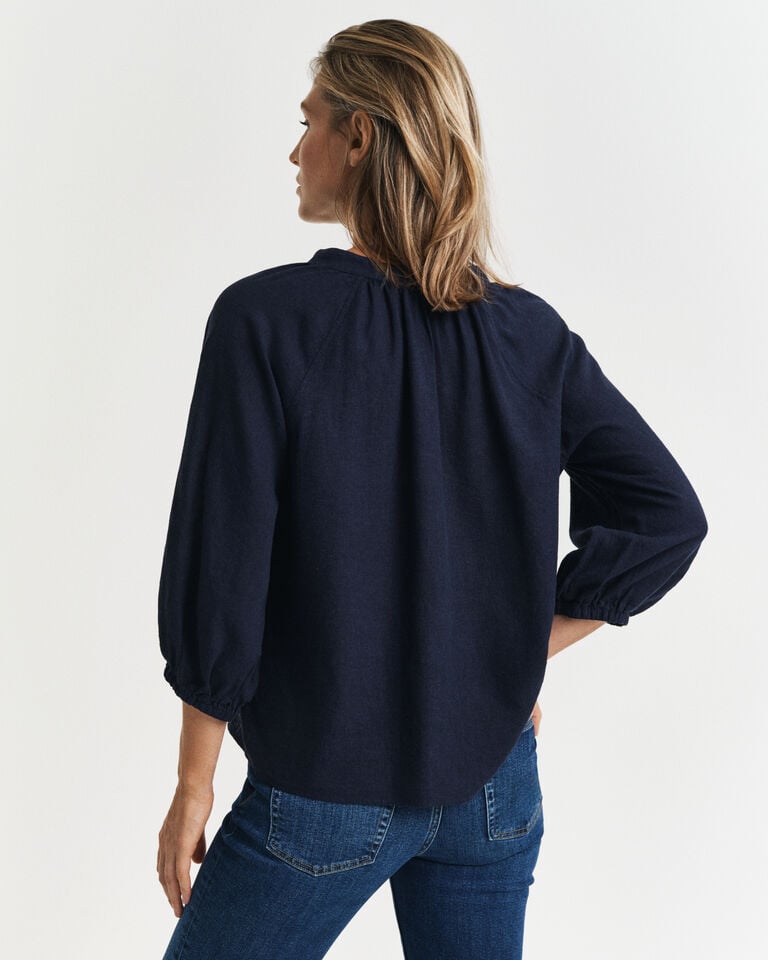 Gant Blusa De Manga Corta De Lino