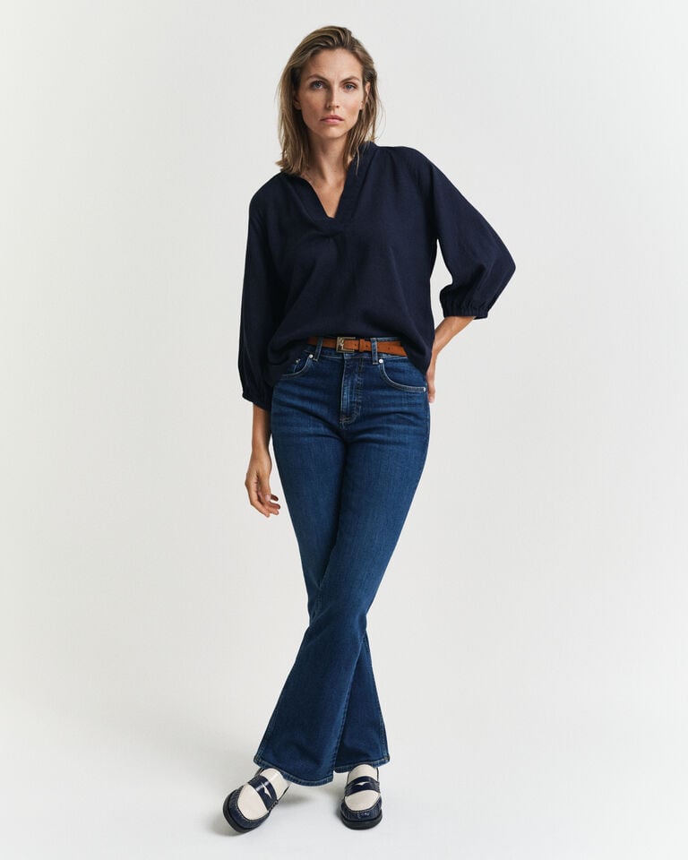 Gant Blusa De Manga Corta De Lino