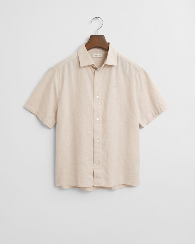 Gant Camisa De Manga Corta En Algodón Y Lino Teens