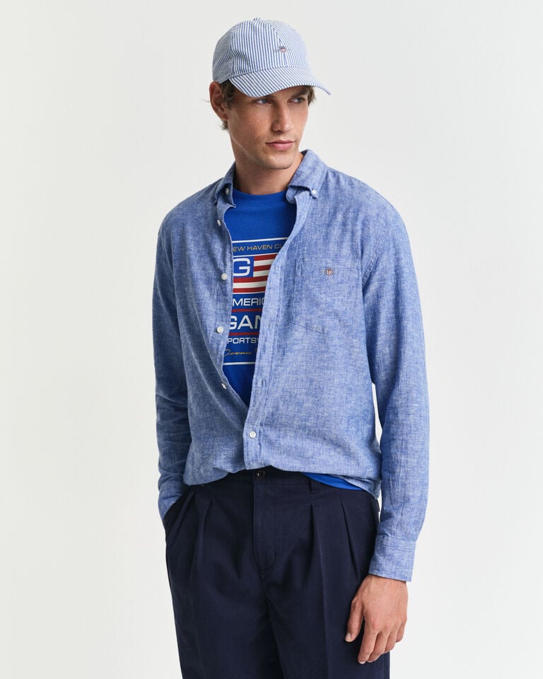 Gant Camisa Regular Fit De Algodón Y Lino