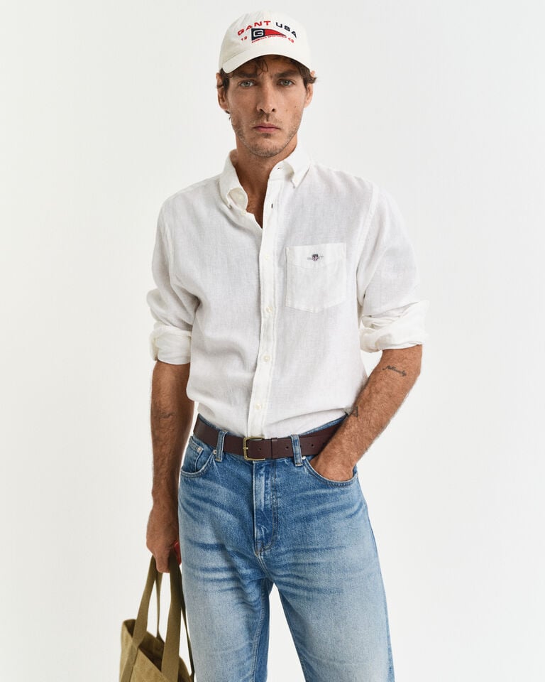 Gant Camisa Regular Fit De Algodón Y Lino