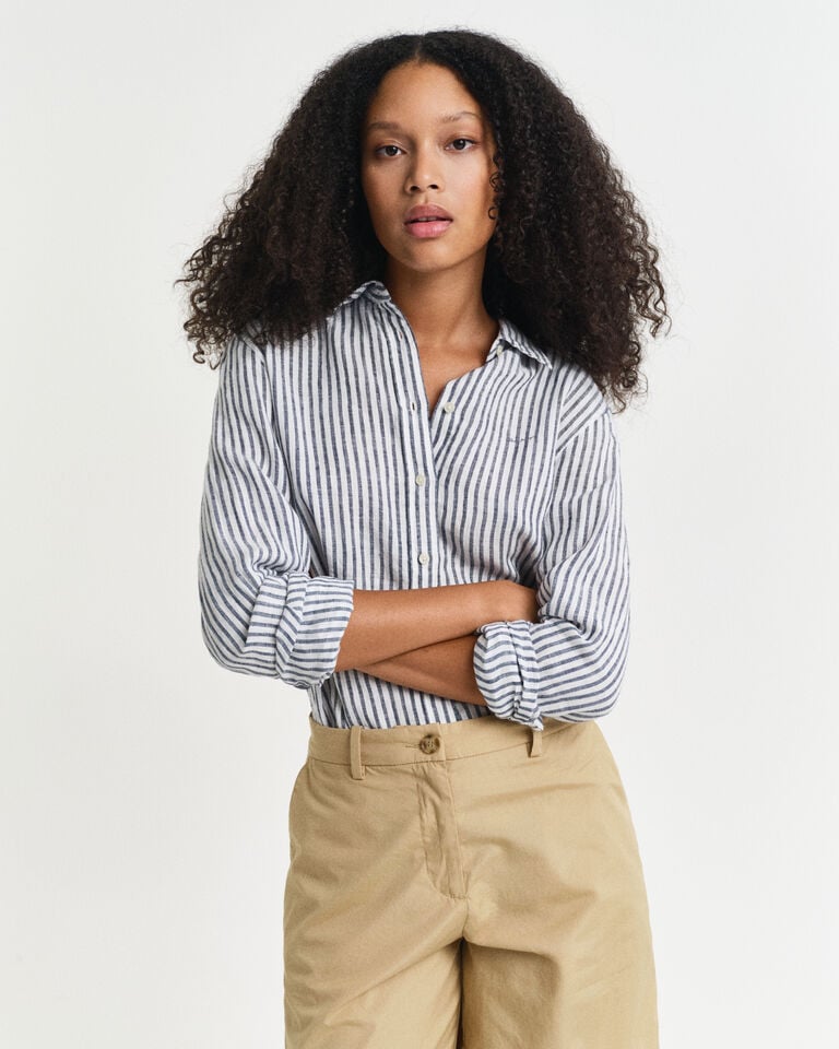 Gant Camisa Regular Fit de lino a rayas