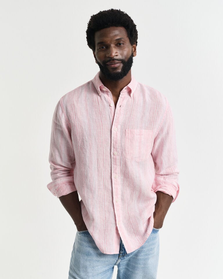 Gant Camisa Regular Fit de lino a rayas finas