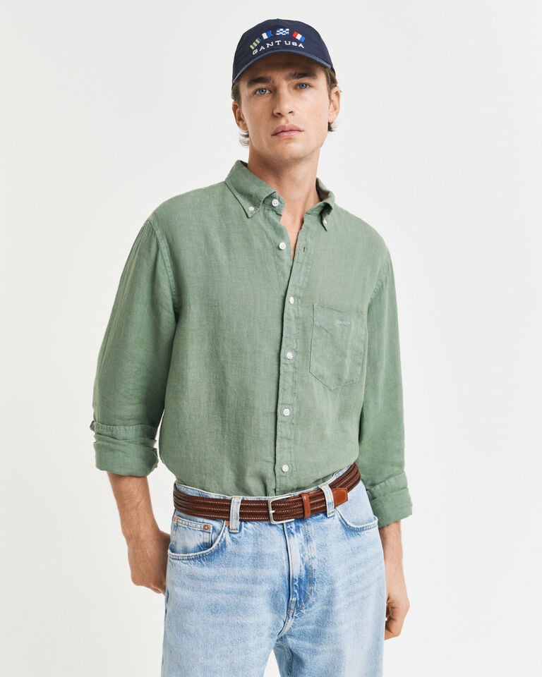 Gant Camisa Regular Fit de lino teñido en prenda