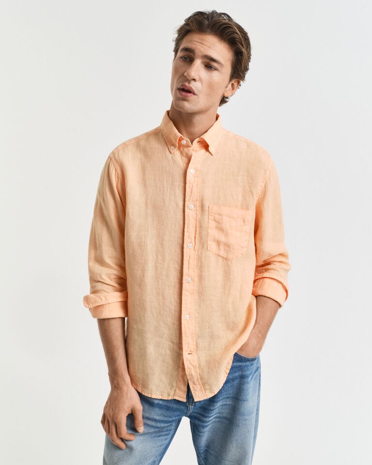 Gant Camisa Regular Fit de lino teñido en prenda